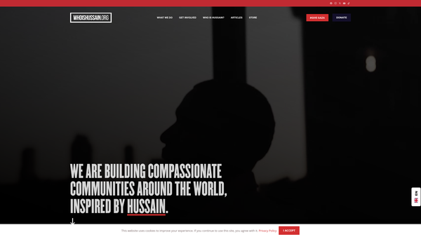 Screenshot of the The Who Is Hussain Foundation website