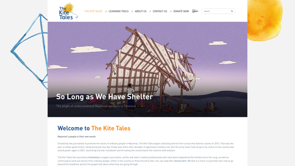 Screenshot of the The Kite Tales Foundation website