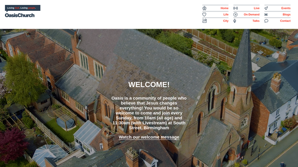 Screenshot of the Oasis Church (Birmingham) website