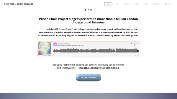 Screenshot of the Prison Choir Project website