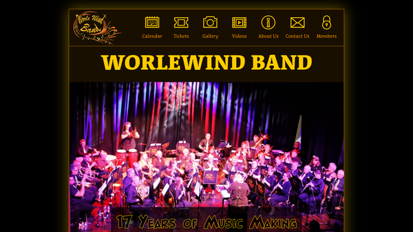 Screenshot of the Worlewind Band website