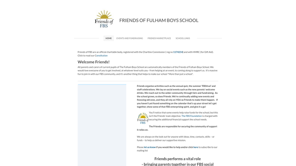 Screenshot of the Friends Of Fbs website