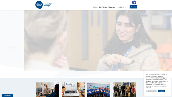 Screenshot of the Citizens Advice Doncaster Borough website