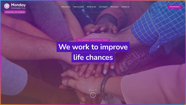 Screenshot of the Monday Charitable Trust website