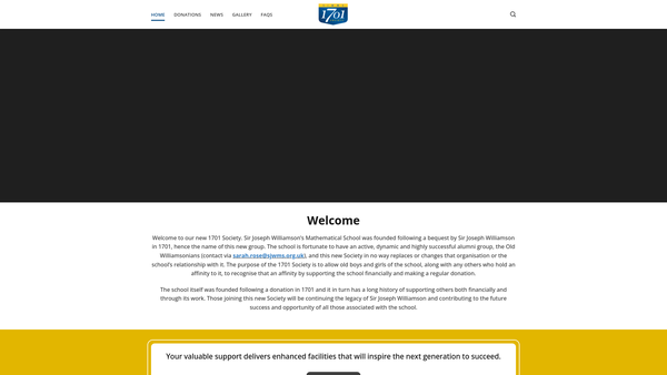 Screenshot of the The 1701 Society website