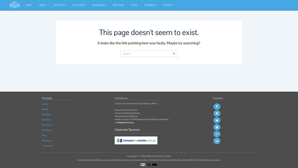 Screenshot of the Global Variome website
