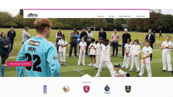 Screenshot of the London Cricket Trust website