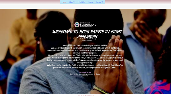 Screenshot of the The Redeemed Christian Church Of God - Saints In Light Assembly Sunderland website