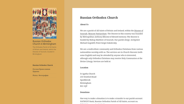 Screenshot of the The Russian Orthodox Parish Of All Saints In Birmingham website