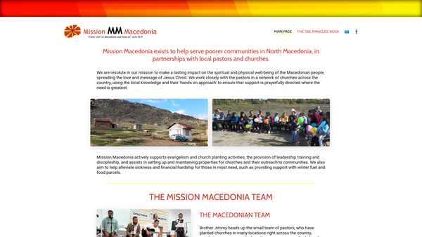 Screenshot of the Mission Macedonia website