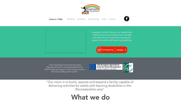 Screenshot of the Leapgate Activity Centre website