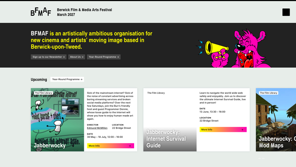 Screenshot of the Berwick Film & Media Arts Festival website