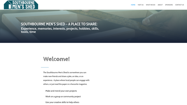 Screenshot of the Southbourne Men's Shed website