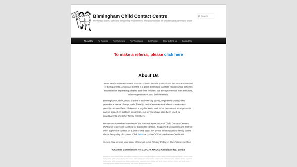 Screenshot of the Birmingham Child Contact Centre website