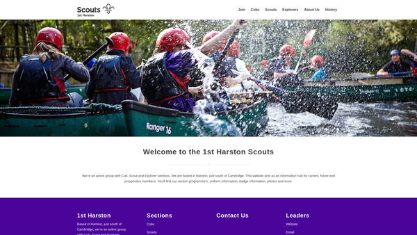 Screenshot of the 1st Harston Scout Group website