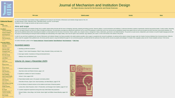 Screenshot of the The Society For The Promotion Of Mechanism And Institution Design website