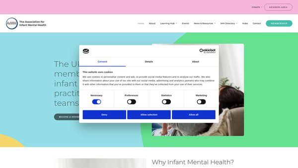 Screenshot of the Association For Infant Mental Health (UK) website