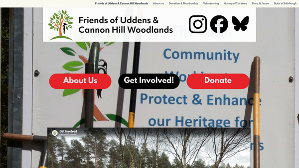 Screenshot of the Friends Of Uddens And Cannon Hill Woodlands website
