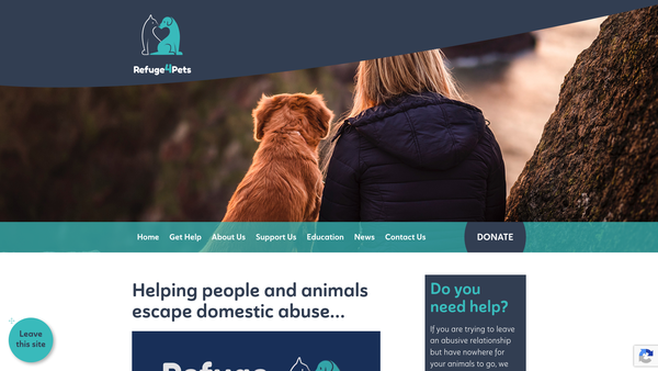 Screenshot of the Refuge4pets website