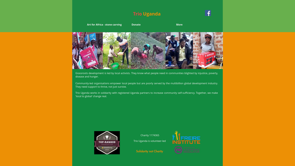 Screenshot of the Trio Uganda website