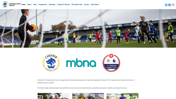 Screenshot of the Chester FC Community Trust Limited website
