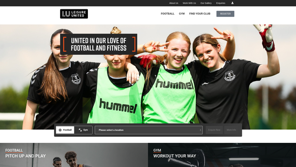 Screenshot of the Leisure United website