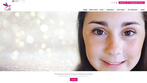 Screenshot of the The Maddi Foundation website
