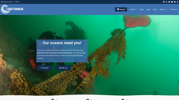 Screenshot of the Ghost Fishing UK website