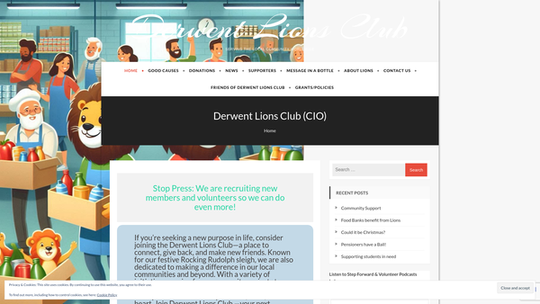 Screenshot of the Derwent Lions Club website
