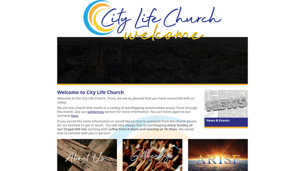Screenshot of the City Life Church Truro website