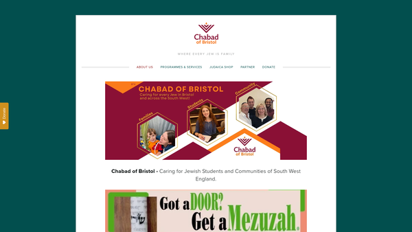 Screenshot of the Chabad Lubavitch Of Bristol website
