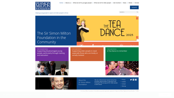 Screenshot of the The Sir Simon Milton Foundation website