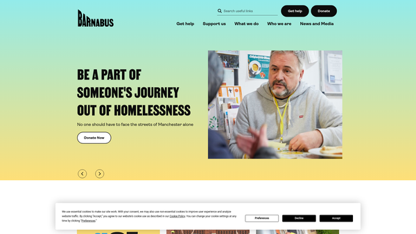 Screenshot of the Barnabus (Manchester) website
