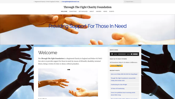 Screenshot of the Through The Fight Foundation website