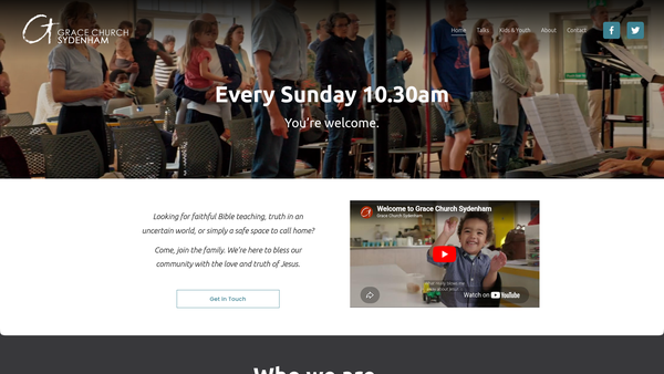 Screenshot of the Grace Church Sydenham website