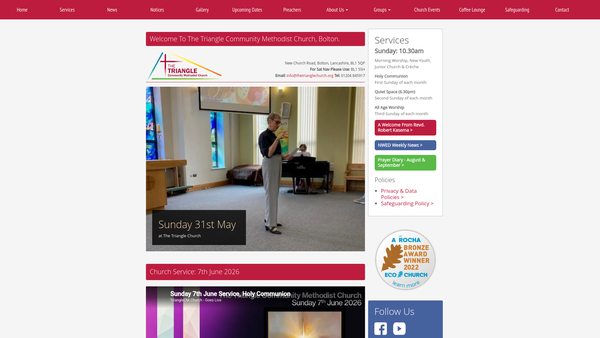 Screenshot of the The Triangle Community Methodist Church website