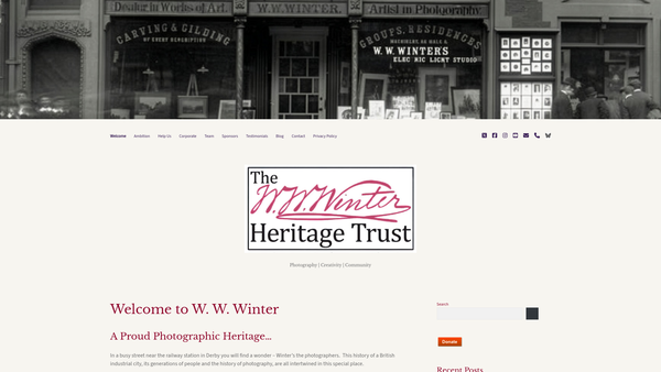 Screenshot of the W W Winter Heritage Trust website