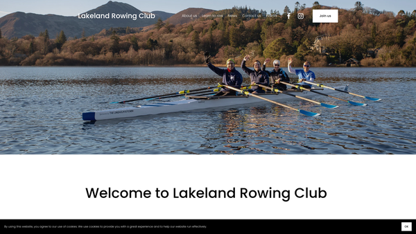 Screenshot of the Lakeland Rowing Club website