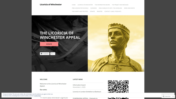 Screenshot of the The Licoricia of Winchester Appeal website