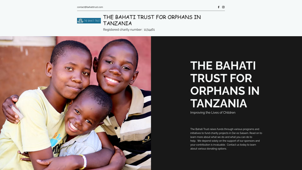 Screenshot of the The Bahati Trust For Orphans In Tanzania website