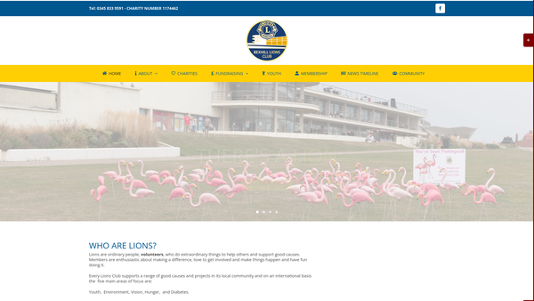 Screenshot of the Bexhill-On-Sea Lions Club (CIO) website