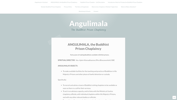 Screenshot of the Angulimala, The Buddhist Prison Chaplaincy website