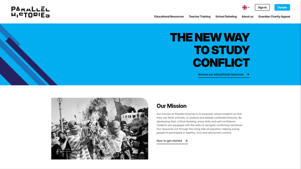 Screenshot of the Parallel Histories website