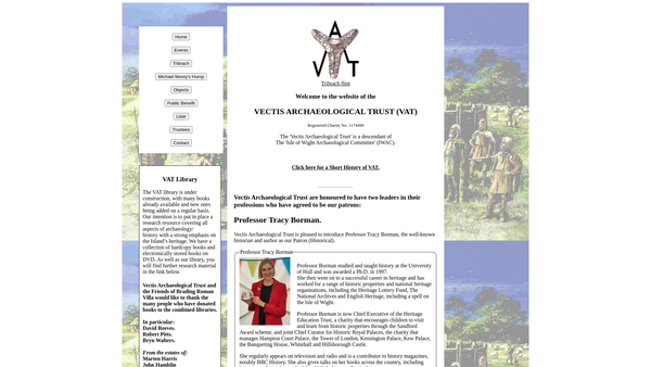 Screenshot of the Vectis Archaeological Trust website