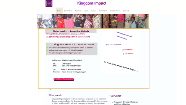 Screenshot of the Kingdom Impact website
