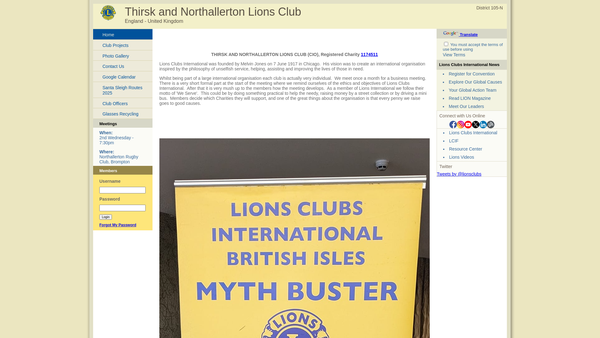 Screenshot of the Thirsk And Northallerton Lions Club website