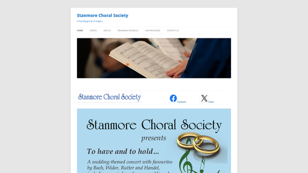Screenshot of the The Stanmore Choral Society website