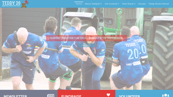 Screenshot of the Teddy20 Supporting Children With Cancer Limited website