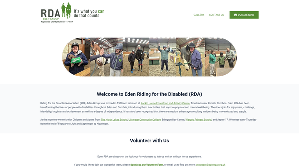 Screenshot of the Eden Riding For The Disabled Association Incorporating Carriage Driving website