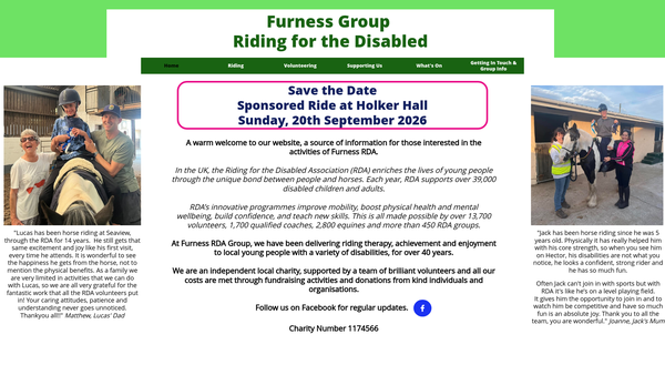 Screenshot of the Furness Group Riding For The Disabled Association Incorporating Carriage Driving website